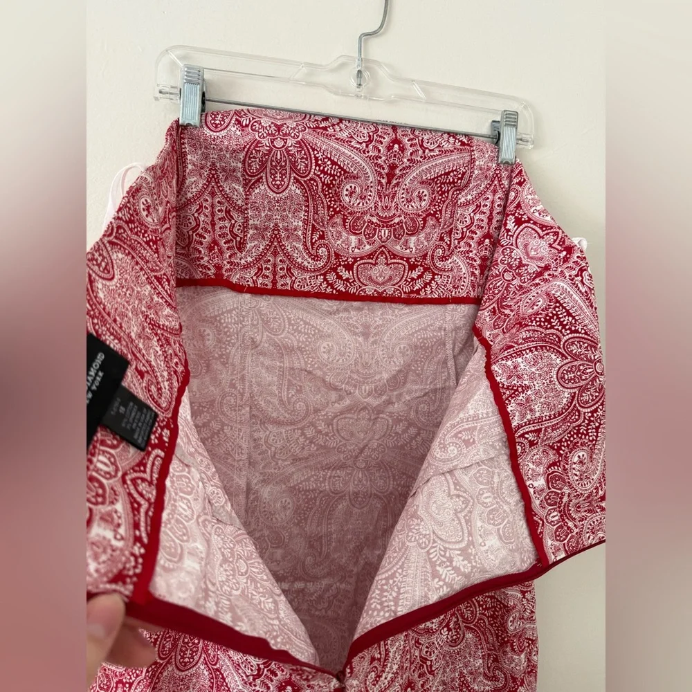 Plus Size 18 Strapless Mini Dress Red and White Paisley Bandana Western - Picture 5 of 13